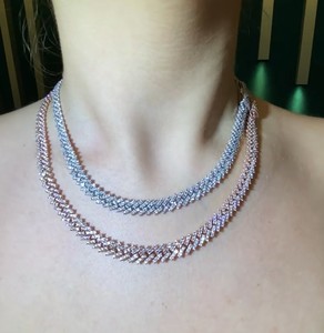 สร้อยคอทอง 9 มม. ประดับเพชรโมอิสซาไนต์สำหรับผู้หญิงและผู้ชาย แบบ Iced Out CZ Miami Cuban Link สไตล์ฮิปฮอป - Product Image 1