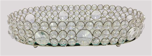 Luxury <b>Mirrored</b> Glass <b>Crystal</b> Beaded Metal Handicraft Traditional Decorative Tray Cosmetic Makeup Organizer Jewelry Display - Product Image 6