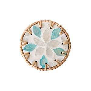 Handmade Mother of Pearl Woven Rattan <b>Coaster</b> Decorative <b>Drink</b> Cup Mat <b>for</b> Coffee Tea Mug Home Supplies - Product Image 3