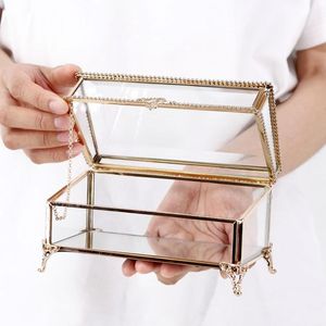 Metal & Glass Storage <b>Box</b> With Metal Frame For Jewelry Organizers And Decorative Use - Product Image 3
