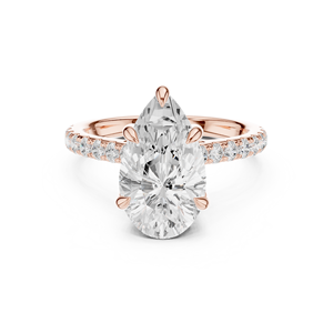 Rose Gold Pear Cut Lab Grown Diamond Engagement <b>Ring</b> with Hidden Halo <b>Split</b> Shank Bridal <b>Ring</b> - Product Image 5