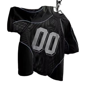 Maillot de sport unisexe ample en maille avec logo personnalisé, imprimé par sublimation, anti-bactérien, sans couture, col en V, manches courtes, coupe oversize - Product Image 4