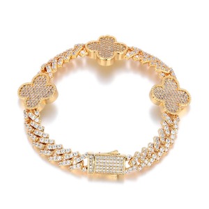 Bracelet de luxe en or plaqué avec diamants Moissanite VVS, certifié IGI, qualité EF, coupe brillante, chaîne cubaine, bijoux fins - Product Image 1