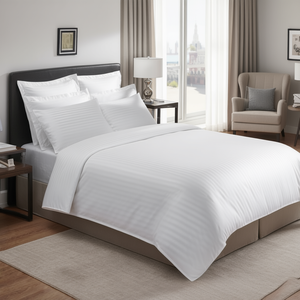 Juego de Sábanas de Percal Blanco de 300 Hilos, Estilo Americano, 6 Piezas para Cama King Size, Incluye Sábanas Ajustables y Planas para Hogar u Hotel - Product Image 1