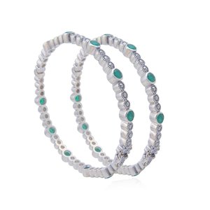 Pulseras Bohemias de Plata con Piedras de Esmeralda, Joyería Unisex para Uso Diario - Product Image 1