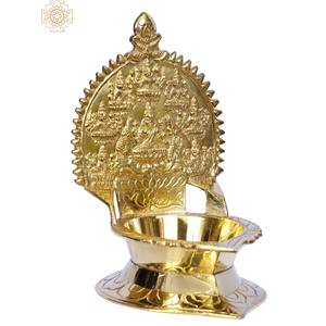 Lámpara Ashtalakshmi Diya de 6 pulgadas hecha a mano en artículo de decoración del hogar de latón hecho en India - Product Image 4