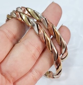 3 Brass Twisted Heart Romantic & <b>Healing</b> Cuff <b>Bracelets</b> Unisex - Product Image 2