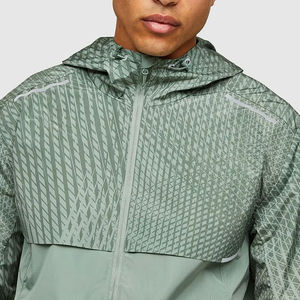 Premium <b>Men's</b> Hooded Windproof <b>Rain</b> <b>Jacket</b> Geometric Print <b>Lightweight</b> Polyester Sporty Spring Outfit Regular Fit Zipper Closure - Product Image 6