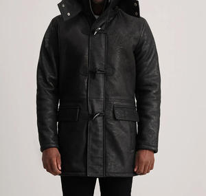 Manteau unisexe en coton et cuir, col montant, fermeture éclair, imperméable, coupe-vent, mode, taille ajustée, manches longues, couleur unie, décontracté, logo frontal - Product Image 4