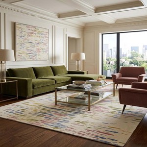 Tapis moderne abstrait multicolore, tapis en laine tufté à la main, style artistique contemporain, pour salon, chambre à coucher, accent décoratif au sol - Product Image 1