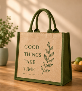 AMANI Custom Printed Small Jute Tote <b>Bag</b>-Eco-Friendly Reusable <b>Beach</b> & Shopping <b>Bag</b> with Shoulder Handle <b>for</b> Gifts - Product Image 1
