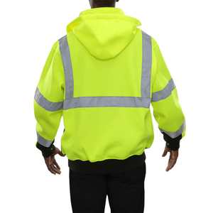 Sweat-shirts de travail pour hommes, à demi-zip, réfléchissants, à manches longues, pour la sécurité en extérieur et la construction, avec capuche zippée de sécurité - Product Image 4