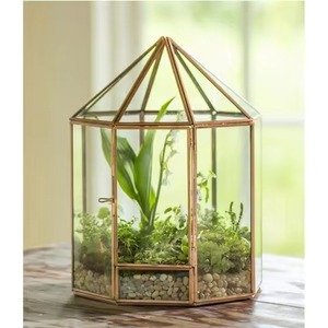 Terrarium en métal et verre pour plantes d'intérieur, élégant et exclusif, décoration de la maison - Product Image 3