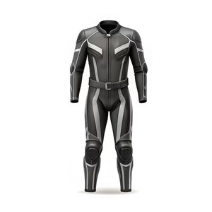 Traje de Motociclismo Unisex de Manga Larga, de Cuero Negro, Transpirable, Estampado, Impermeable para Verano - Product Image 2