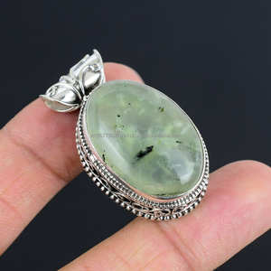 Colgante de Plata de Ley 925 hecho a mano, colgante de piedras preciosas de Prehnita, joyería de plata hecha a mano, joyería de Prehnita, regalo para su madre - Product Image 5