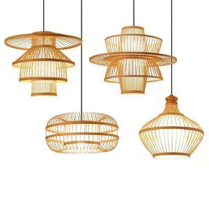Handmade Bamboo Pendant Lamp Shade Modern Industrial Asian Style Woven Eco-Friendly Natural Design Indoor <b>Ceiling</b> <b>Light</b> <b>Cover</b> - Product Image 1