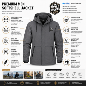 Chaquetas Softshell de Lona Ecológicas, Antibacterianas, Casuales, con Capucha, Impermeables, Transpirables y de Secado Rápido para Hombre, en Oferta - Product Image 5