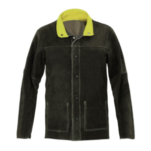 Veste de travail en cuir de vachette pleine fleur pour la sécurité industrielle, résistante au feu et aux coupures, veste de soudeur de protection individuelle - Product Image 3