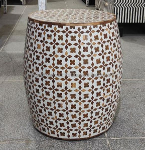 Tabouret ovale moderne et écologique en incrustation d'os, couleur et design personnalisables, fabriqué à la main par ARTISAN CRAFT pour la maison, l'hôtel et l'appartement - Product Image 6
