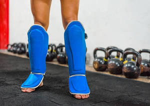 Protège-tibias RX Sports en polyester/coton/EVA – Protection professionnelle pour la boxe, le taekwondo et le MMA – Protections de jambe et de voûte plantaire - Product Image 5