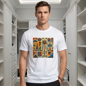 Camiseta Blanca de Cuello Redondo y Manga Corta para Hombre, con Estampado de Dibujos Animados, Ecológica, 180g, 100% Algodón, Informal, Cómoda, con Logotipo Frontal - Product Image 5