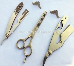 Tijeras de Entresacar Profesionales Chapadas en Oro con Logotipo Personalizado, Kit con Mango de Acero Inoxidable y Cuchilla Afilada - Product Image 2