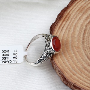Magnifique bague vintage pour enfant en argent sterling 925 avec pierre naturelle cornaline, faite à la main, sertie en clos, certifiée - Product Image 4