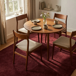 Premium <b>Burgundy</b> Wool Handtufted Anti-Slip <b>Rug</b> Geometric Carpet for Living Room Bedroom Dining Room Contemporary Home Decor - Product Image 5
