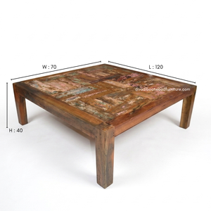 Table basse rustique en bois durable, artisanale, minimaliste, vintage, industrielle, pour salon, en bois de bateau recyclé, vente en gros - Product Image 1