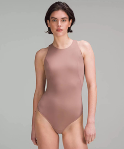Maillot de bain une pièce pour femme, col montant, couleur unie, extensible, en Spandex et Nylon, tricoté sans couture, coupe classique - Product Image 3