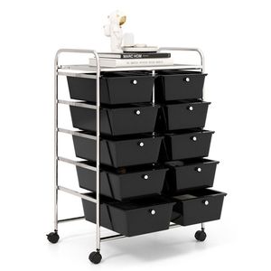 10-<b>Drawer</b> Rolling Storage Cart Wheels Foldable Plastic Metal <b>Organizer</b> for Bathroom Wardrobe Kitchen Office Living Home Clothing - Product Image 4