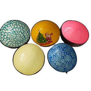 Bol de noix de coco laqué Vietnam de haute qualité vaisselle colorée en gros écologique pour la décoration de la maison - Product Image 1