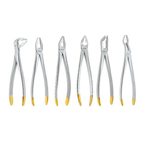 Juego de Fórceps Dentales Premium de Acero Inoxidable con Puntas Doradas, Instrumento Quirúrgico para Extracción de Dientes - Product Image 1