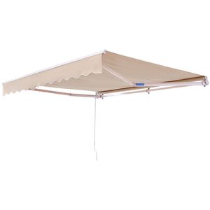 Auvent de terrasse rétractable manuel 4m x 3m en polyester résistant à l'eau, pare-soleil extérieur 8 x 7 pieds - Product Image 1