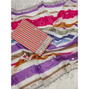 Sari de Diseñador para Mujer con Estampados Digitales y Bordados - Product Image 6