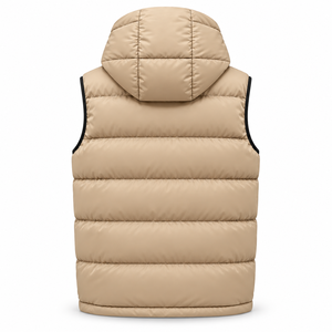 Chaleco Acolchado con Capucha para Hombre, Color Beige, Estilo Casual, Resistente al Viento, Sin Mangas, para Invierno - Product Image 2