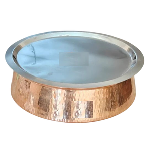 Bol en cuivre pur poli avec couvercles, idéal pour servir à la maison, ustensile de cuisine en métal pour la cuisine - Product Image 1