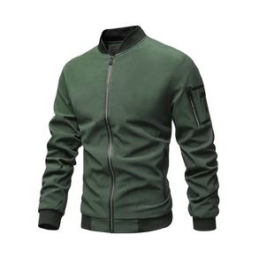 Chaqueta cortavientos informal de talla grande con cuello levantado para hombre, bombardero de cuero estampado para primavera invierno, venta al por mayor de ropa para exteriores - Product Image 1