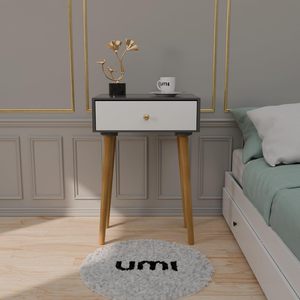 Modern Bedside <b>Table</b> with Solid Wood Legs, Minimalist and Practical End <b>Side</b> <b>Table</b> with Drawer <b>Storage</b>, Easy Assembly - Product Image 2