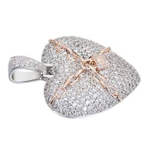 Pendentif Cœur Hip-Hop en Or Rose avec Chaîne, Sertissage Griffe, Diamant Moissanite, Personnalisé, en Argent 925, Breloque de Luxe pour Cadeau ou Usage Quotidien - Product Image 4