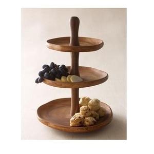 Soporte redondo de madera para tartas, pedestal de madera de mango, servidor de postres hecho a mano, exhibidor de postres para bodas, fiestas, hogar, artesanal de madera. - Product Image 3