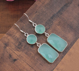 Natural Aqua Blue Chalcedony <b>Earring</b> Sterling <b>Silver</b> Luxury Water Drop <b>Earrings</b> Women <b>Wedding</b> Fine Jewelry Gift - Product Image 5