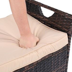 Iron Frame Patio Bench 106*52*46cm Brown Gradient Footstool Locker with Rattan Accommodates Comfortable Outdoor Seating - Product Image 6