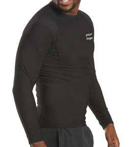 <b>Black</b> Design Digital Print Rash Guard Breathable Athletic <b>Compression</b> Wear UPF50+ 220g Low MOQ Competitive Factory - Product Image 2