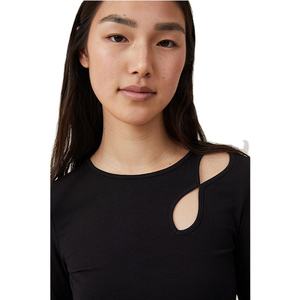 Nuevo Diseño, Mangas Largas, Corte Regular, Ajuste Delgado, Estilo Vintage, Personalizado, Liso, Ropa de Moda, Transpirable, 100% Algodón, Camiseta de Manga Larga para Mujer - Product Image 4