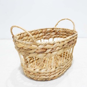 Woven Eco-Friendly Multifunction Oval Storage <b>Basket</b> Decorative Water Hyacinth <b>Hamper</b> with Handles <b>for</b> Home Organization - Product Image 2