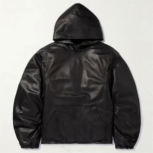 Chaqueta de Cuero Genuino para Hombre, Talla Grande, Invierno, con Capucha, Transpirable, Estilo Motero, Manga Larga, Servicio OEM, Venta al Por Mayor - Product Image 5