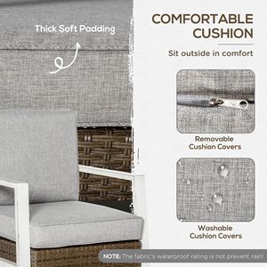 Set da Esterno Tranquillo in Rattan PE Beige a 5 Pezzi con Divanetto, Tavolino da Caffè e Tavolini Laterali per Patio e Giardino - Product Image 5
