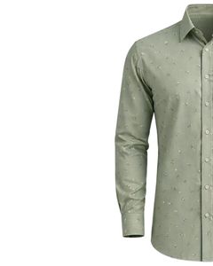 Camisa de Vestir Personalizada para Hombre, Color Verde Salvia, Estampada, Corte Entallado, Botones, Manga Larga, Informal, para Oficina, Mezcla de Algodón, OEM Personalizado - Product Image 3