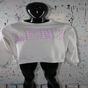 LENZ ASH GREY <b>Mock</b> <b>Neck</b> Sweatshirt 100% LIGHT PINK Applique Embroidery wide <b>neck</b> Sweatshirt Finer Threads - Product Image 1